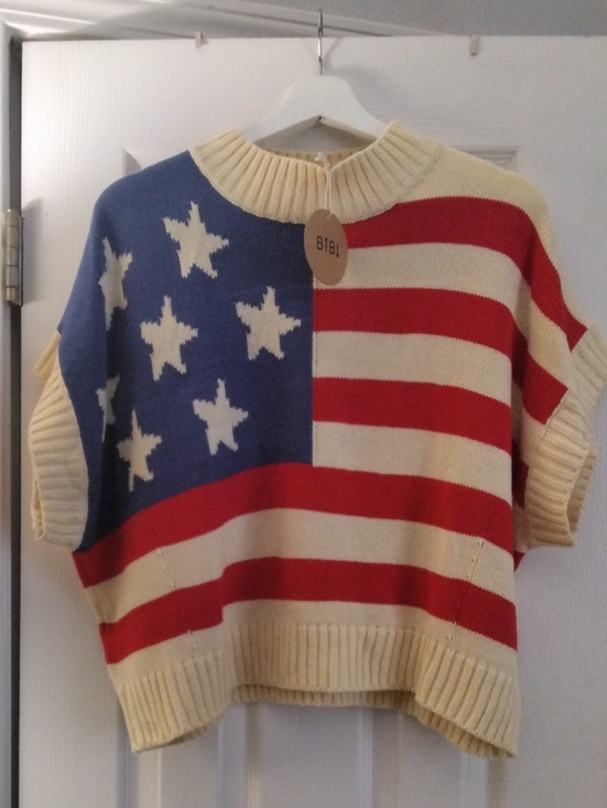 BiBi Sweaters - BiBi Red, White & Blue Flag Knit Pullover